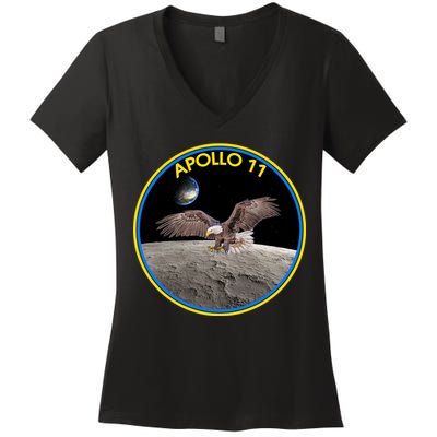 Apollo 11 Emblem Moon Landing Bald Eagle Women's V-Neck T-Shirt
