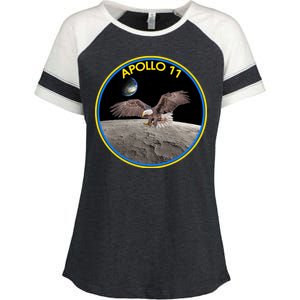 Apollo 11 Emblem Moon Landing Bald Eagle Enza Ladies Jersey Colorblock Tee