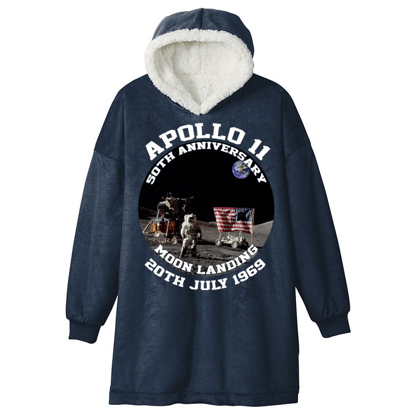 Apollo 11 Moon Landing July 20th 1969 Hooded Wearable Blanket