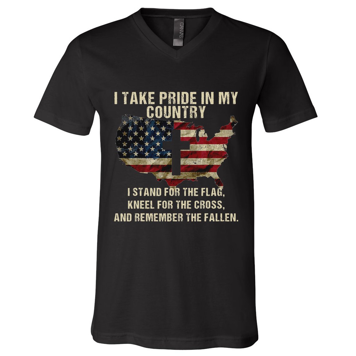 American Pride Patriotic American Flag V-Neck T-Shirt