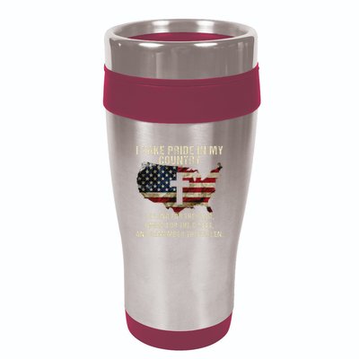 American Pride Patriotic American Flag 16oz Travel Tumbler