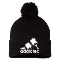 Addicted Pickleball Player Pom Pom 12in Knit Beanie