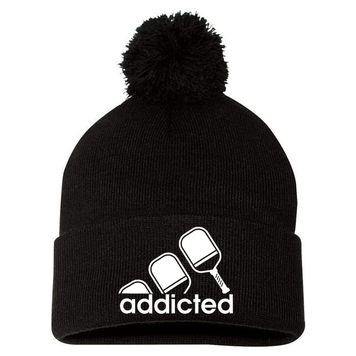 Addicted Pickleball Player Pom Pom 12in Knit Beanie