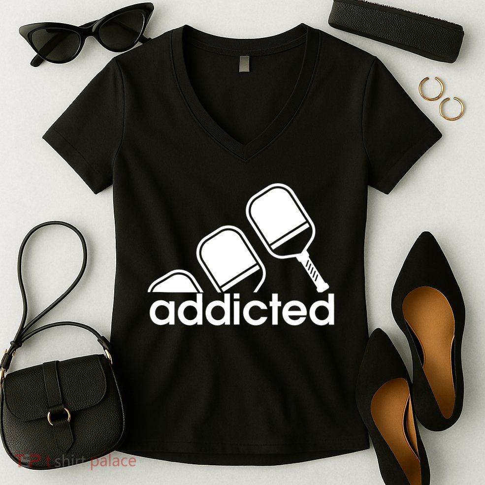 Addicted Pickleball Player Women's V-Neck T-Shirt
