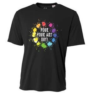 Acrylic Paint Pouring Artist Fluid Art Painter Color Whee Cooling Performance Crew T-Shirt