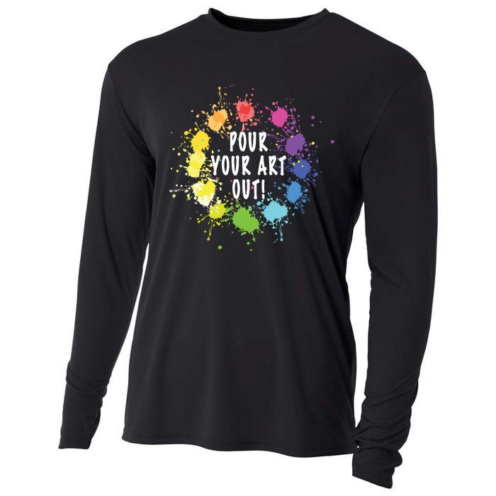 Acrylic Paint Pouring Artist Fluid Art Painter Color Whee Cooling Performance Long Sleeve Crew