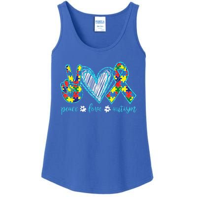 Autism Puzzle Piece Peace Love Autism Awareness Ladies Essential Tank