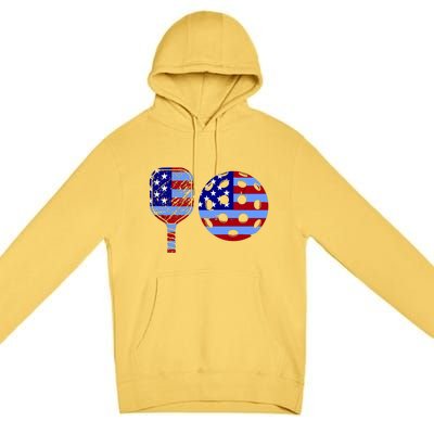 American Pickleball Paddle And Ball Premium Pullover Hoodie