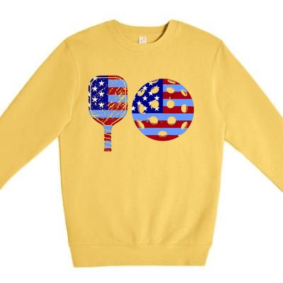 American Pickleball Paddle And Ball Premium Crewneck Sweatshirt