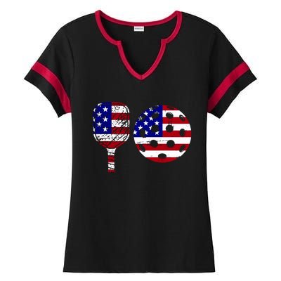 American Pickleball Paddle And Ball Ladies Halftime Notch Neck Tee