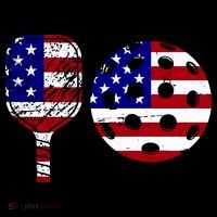 American Pickleball Paddle And Ball Stripe Pom Pom Beanie