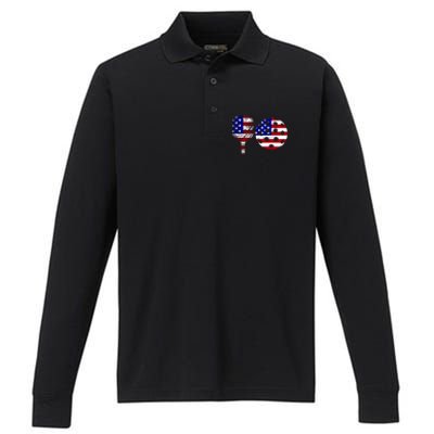 American Pickleball Paddle And Ball Performance Long Sleeve Polo