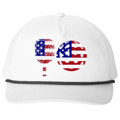 American Pickleball Paddle And Ball Snapback Five-Panel Rope Hat