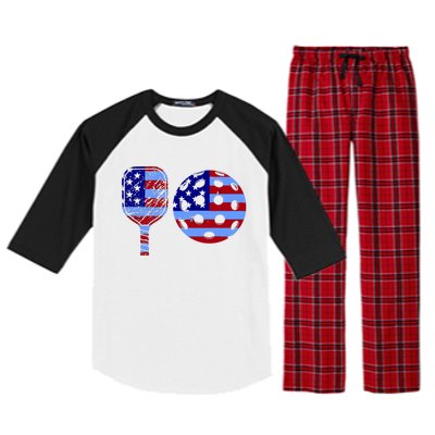 American Pickleball Paddle And Ball Raglan Sleeve Pajama Set