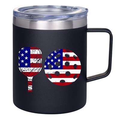 American Pickleball Paddle And Ball 12oz Stainless Steel Coffee Mug
