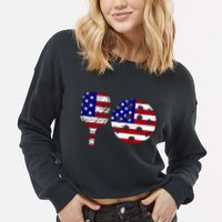 American Pickleball Paddle And Ball Cropped Pullover Crew