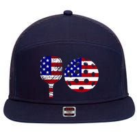 American Pickleball Paddle And Ball 7 Panel Mesh Trucker Snapback Hat