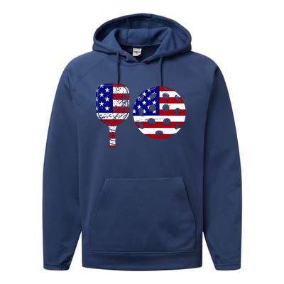 American Pickleball Paddle And Ball Performance Fleece Hoodie