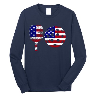 American Pickleball Paddle And Ball Long Sleeve Shirt