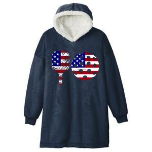 American Pickleball Paddle And Ball Hooded Wearable Blanket