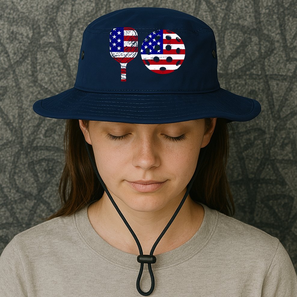 American Pickleball Paddle And Ball Bucket Hat