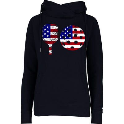 American Pickleball Paddle And Ball Womens Funnel Neck Pullover Hood