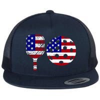 American Pickleball Paddle And Ball Flat Bill Trucker Hat