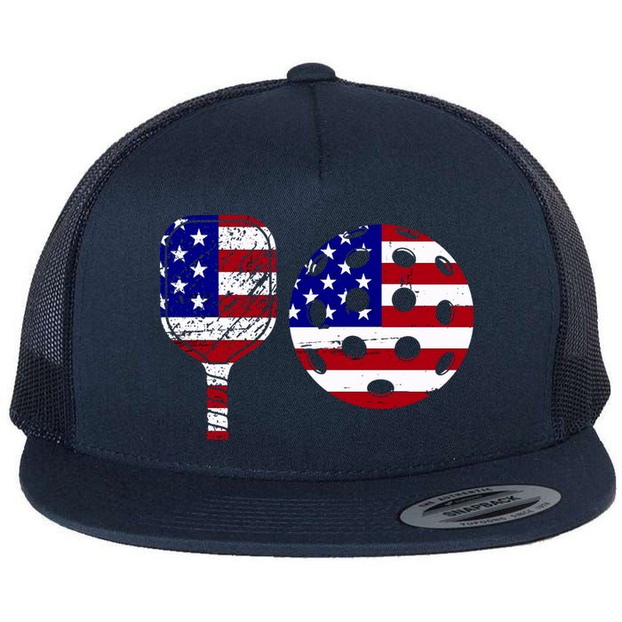 American Pickleball Paddle And Ball Flat Bill Trucker Hat