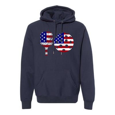 American Pickleball Paddle And Ball Premium Hoodie