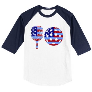 American Pickleball Paddle And Ball Baseball Sleeve Shirt