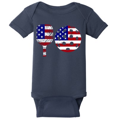 American Pickleball Paddle And Ball Baby Bodysuit