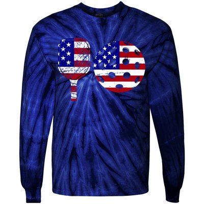 American Pickleball Paddle And Ball Tie-Dye Long Sleeve Shirt