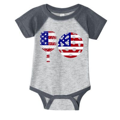 American Pickleball Paddle And Ball Infant Baby Jersey Bodysuit
