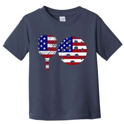 American Pickleball Paddle And Ball Toddler T-Shirt