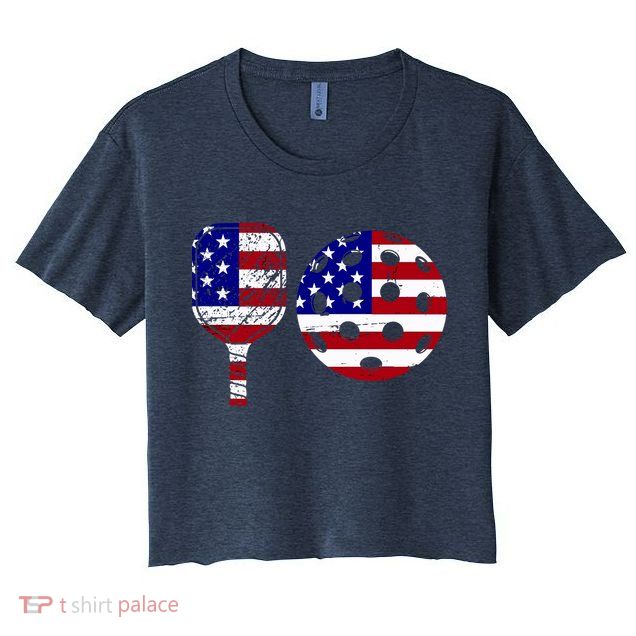 American Pickleball Paddle And Ball Crop Top