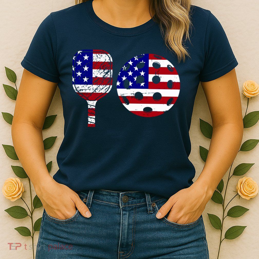 American Pickleball Paddle And Ball Womens T-Shirt