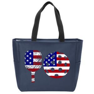 American Pickleball Paddle And Ball Zip Tote Bag