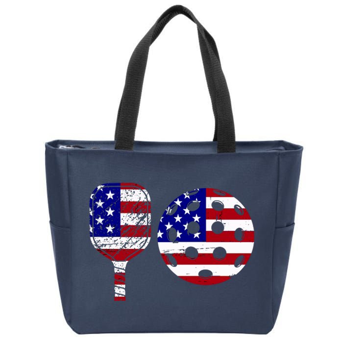 American Pickleball Paddle And Ball Zip Tote Bag