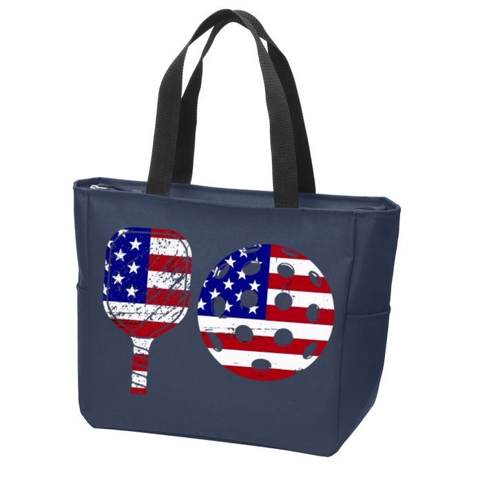 American Pickleball Paddle And Ball Zip Tote Bag