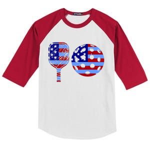 American Pickleball Paddle And Ball Kids Colorblock Raglan Jersey