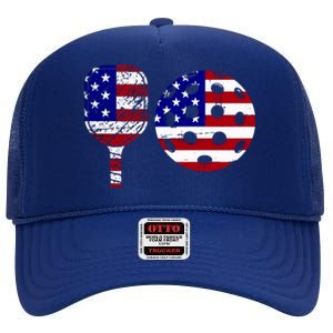 American Pickleball Paddle And Ball High Crown Mesh Back Trucker Hat