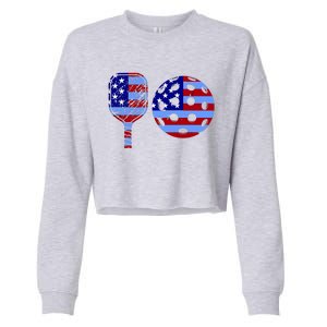 American Pickleball Paddle And Ball Cropped Pullover Crew