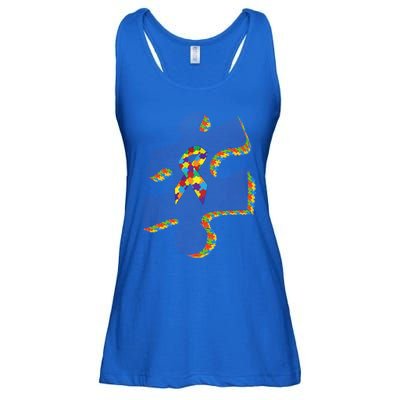 Autism Puzzle Piece With Ribbon Autism Awareness Month Funny Gift Ladies Essential Flowy Tank