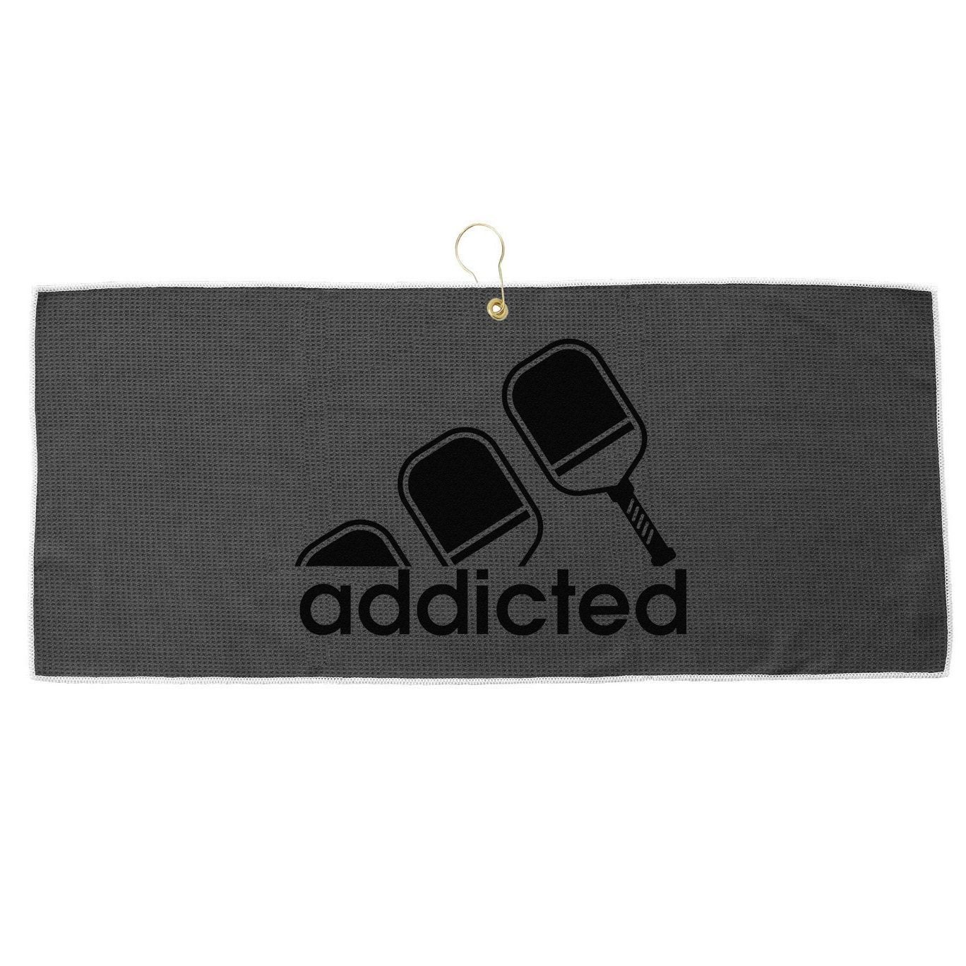 Addicted Pickleball Player Large Microfiber Waffle Golf Towel