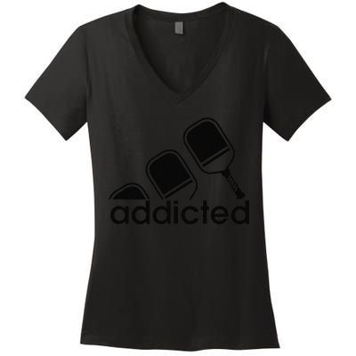 Addicted Pickleball Player Women's V-Neck T-Shirt