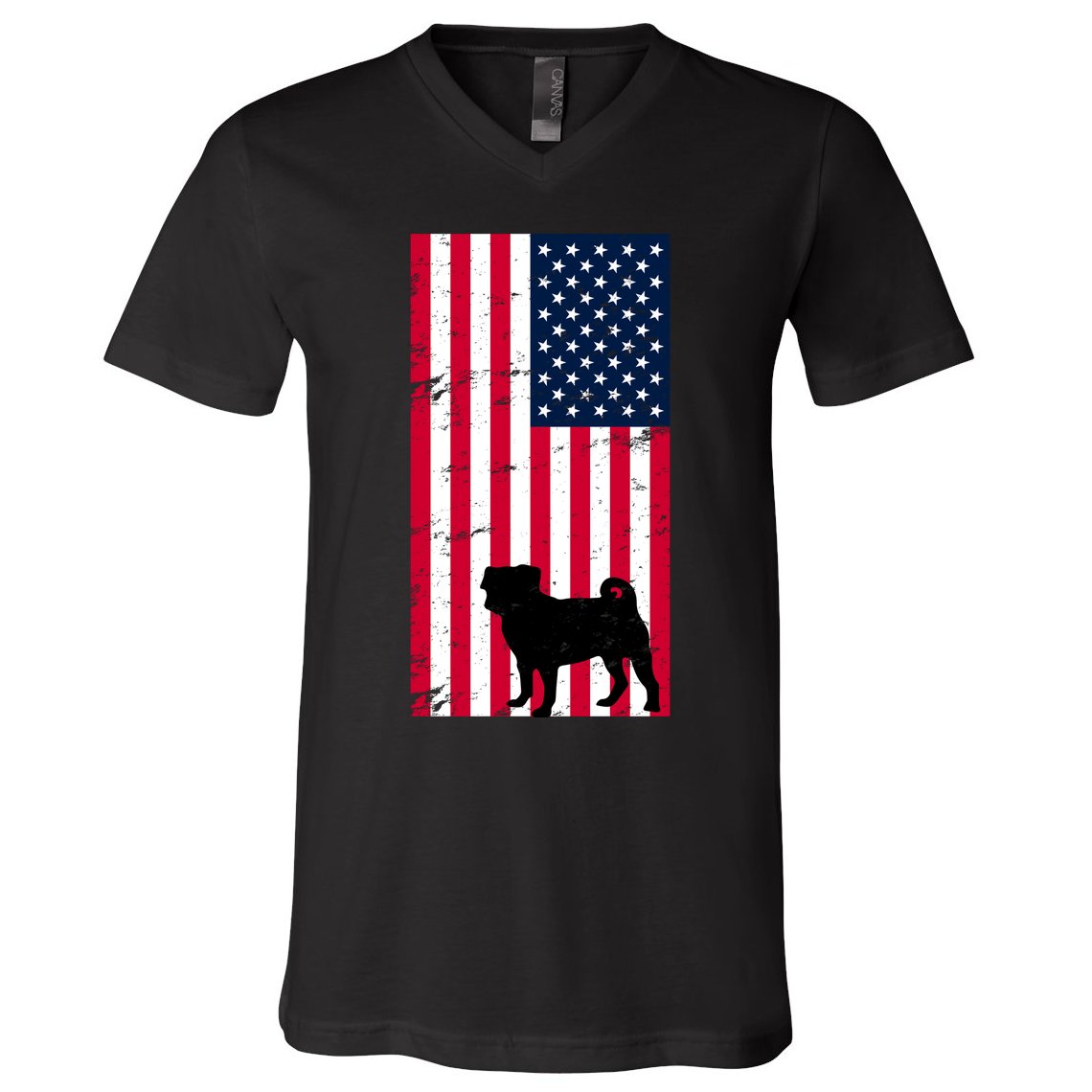 American Pitbull Flag V-Neck T-Shirt