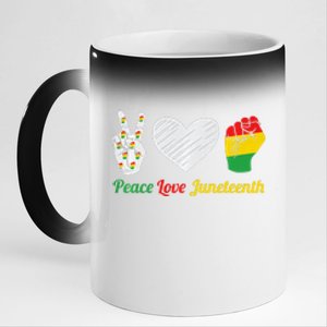 African Pride Peace Love Juneteenth Gift 11oz Black Color Changing Mug