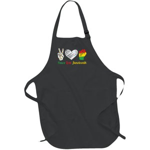 African Pride Peace Love Juneteenth Gift Full-Length Apron With Pockets