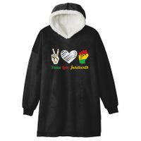 African Pride Peace Love Juneteenth Gift Hooded Wearable Blanket