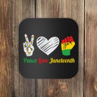 African Pride Peace Love Juneteenth Gift Coaster